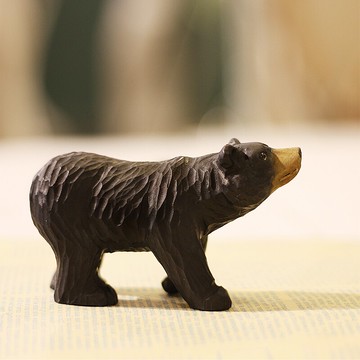 三件 鹿妖商店 黑熊擺件 小熊 純手工木雕擺件 實木動物雕塑