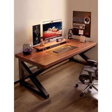 電腦桌 實木大桌面 升級增高架款 120x60x75CM(臺式電競桌 臥室家用書桌 學生寫字桌)