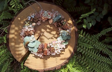 - 夏日粉櫻 - 繡球花 乾燥花圈 中花圈 居家裝飾