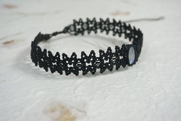 | MC | 天然月光石 蠟線編織雪花月光石頸鏈chocker 波西米亞風