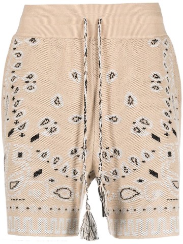 Alanui Cotton Piquet `Bandana` Short Track Pants