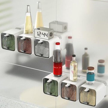 壁掛式調料盒套裝家用組合裝廚房收納盒罐子調料瓶味精鹽罐調味罐