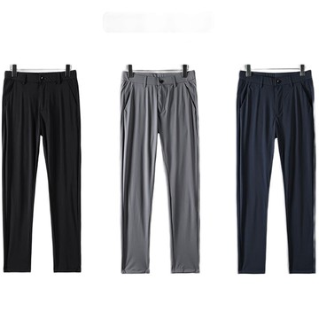 男士緊身直筒夏季天絲垂墜感小西裝褲超薄冰絲速乾休閒褲