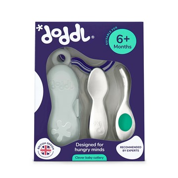 英國 doddl - 秒拾餐具 - 人體工學嬰兒學習餐具2件組（附攜帶盒）