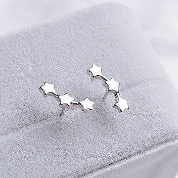 [米蘭精品] 925純銀耳環-連排五角星耳環