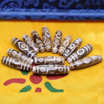 圣飾奇緣 琥珀白毫九眼天珠天然西藏真品掛繩鎖骨項鏈男手串女士