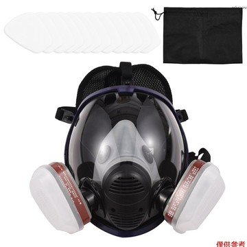 球形全包防護防毒面罩 送3號濾盒2個+過濾棉12個+壓蓋2個