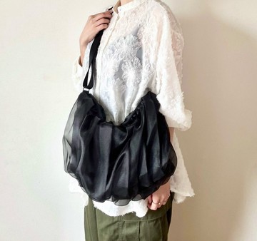 訂製款 A4尺寸適用・輕巧・兩用歐根紗肩背包 黑色