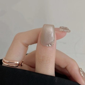 🎀台灣出貨🎀雪域貓眼|純手工穿戴甲簡約高級法式貓眼甜美中長款美甲穿戴甲