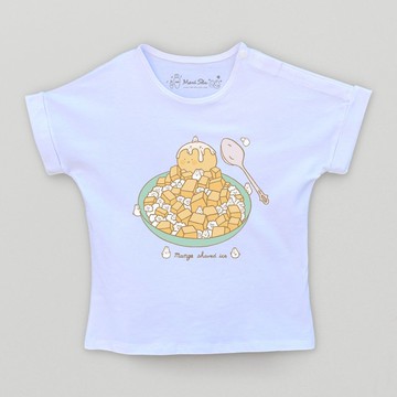 Kid-麻糬兔與泡泡羊芒果冰小孩T-shirt (白色)