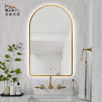 免運 破損補寄 浴室鏡 110v智能鏡 梳妝鏡 智能一體防霧帶燈廁所鏡衛生間壁掛式led拱形掛墻梳妝臺法式鏡子 工廠直銷 全館免運 店長新品推薦 5h12