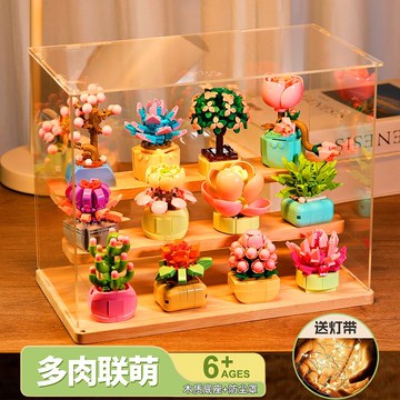 全套永生花積木玩具送女孩禮物系列拼裝網紅花束客廳擺件多肉植物