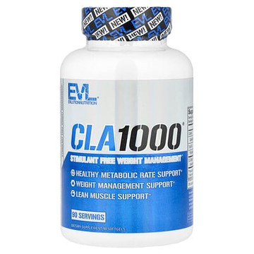 EVLution Nutrition, CLA1000®，無興奮性成分體重管理，90 粒軟膠囊（每粒軟膠囊 1000 毫克）