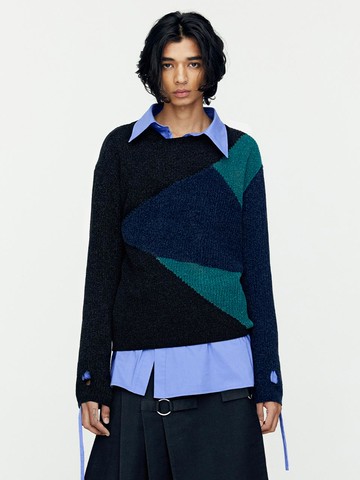 FITE CREW-NECK SWEATER (atb1164m) [BLACK/BLUE]