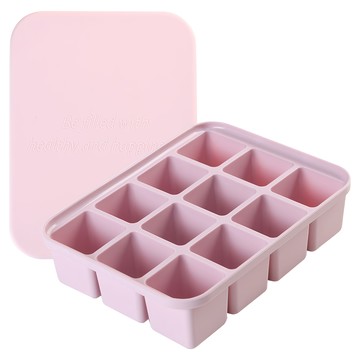 Dailylike 12格嬰兒副食品分裝盒 13.3 x 18.7 x 4.42cm  灰粉色  1個