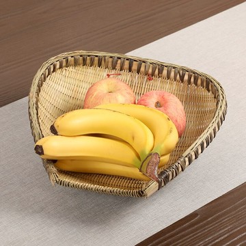 純手工竹編簸箕 家用淘米簍 饅頭收納筐 洗菜籃 水果籃 竹篩子