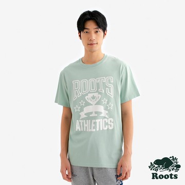 Roots 男裝-ATHLETIC REMIX 短袖上衣-淺綠色