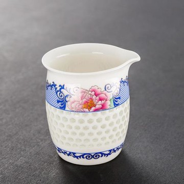 景德鎮青花瓷功夫茶具陶瓷公道杯小號茶海白瓷套裝鏤空公杯分茶器