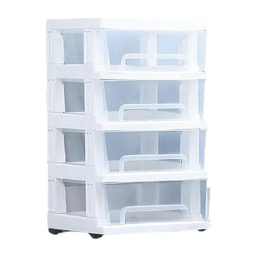 STYLE 格調 大容量透明家居萬用抽屜式四層收納櫃 帶移動滾輪  1個  72.5~90x50x34cm