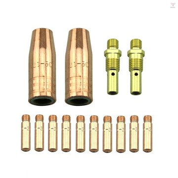 14 件 MIG 焊接機配件套件 0.035 英寸接觸尖端氣體噴嘴擴散器更換林肯 100 升和 Tweco 迷你/#1