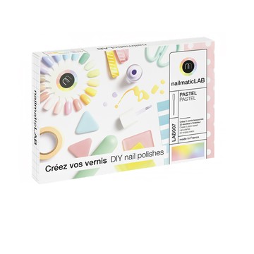 nailmatic LAB 法式成人指彩DIY任意玩 馬卡龍派對套組  植物萃取 可再生和天然原料製成  5色調色基色顏料 + 5瓶空玻璃瓶 + 10支吸管吸器 + 5張標籤註記貼紙 + 1本小冊子  1盒