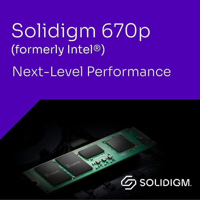 ソリダイム Solidigm 内蔵 SSD 670p 読込速度：3,500MB/秒(最大)、 M.2