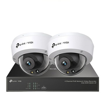 TP-Link 組合 VIGI NVR1004H-4P 4路 PoE+ 網路主機+VIGI C250 VIGI 5MP 全彩球型監視器*2 昌運監視器