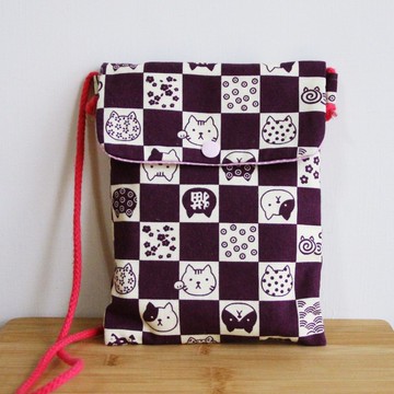 文青風環保隨身斜背小袋~貓的眷戀   方便袋  小背包 小童背袋  手機袋  旅行包