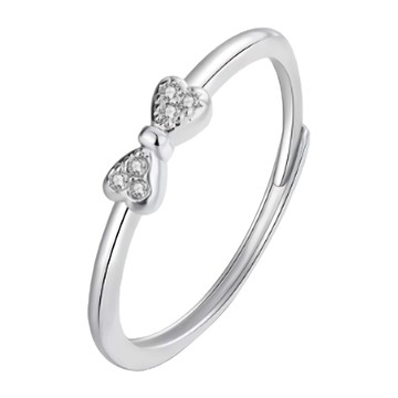 SOLARFRI 純銀S925 CZ鑽蝴蝶結鑽戒指 開口可調整大小  金色