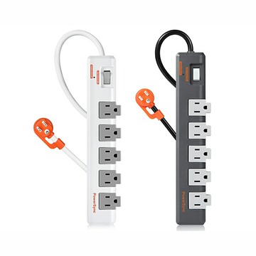 群加 PowerSync 1開5插防雷擊抗搖擺旋轉延長線 1.8M TR5W9018 包爾星克