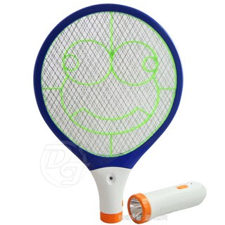 捕蚊拍 憤怒蛙帶燈充電式手電筒電蚊拍 ZY-EM211電源保護安全開關