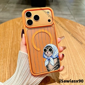 墨鏡貓咪 馬卡龍磁吸充電 適用iphone 18 pro max蘋果17 16 15 14 13 12 11手機殼防摔