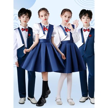 兒童合唱演出服小主持人禮服男童小學生女童學院風朗誦演出服裝