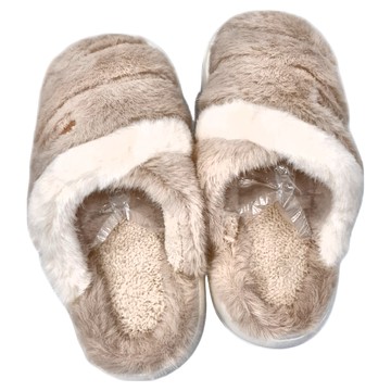 Lego life 雙色毛絨EVA厚底防滑保暖男女室內拖鞋  36~37  卡其色