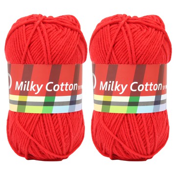 brandyarn Milky Cotton 棉混紡針織線 2捲 每捲50公克  紅色