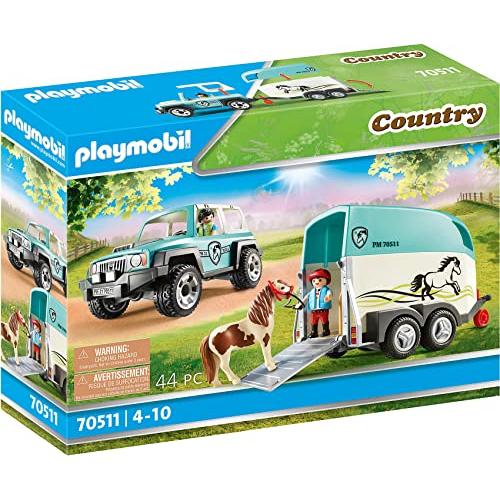 PLAYMOBIL Car with Pony Trailer 平行輸入