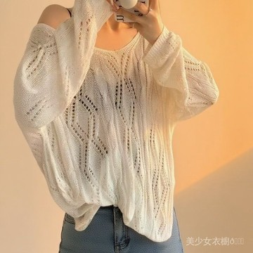 免運 台灣出貨 75~200斤辣妹落空圓領針織衫女春鞦季薄款設計感小衆寬鬆罩衫限時下殺 012