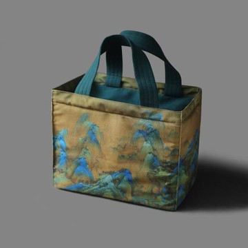 春泥古畫棉布加厚收納旅行包茶葉罐茶杯茶具布袋茶壺提手大布包