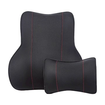 HONDONI 新款5D頭枕加靠墊 記憶靠墊 居家背墊 汽車舒壓腰靠墊  黑色  1個