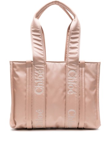 Chloé - medium Woody tote bag - women - Polyester/Polyurethane/Polyurethane/Polyamide/Polyester - One Size - Pink