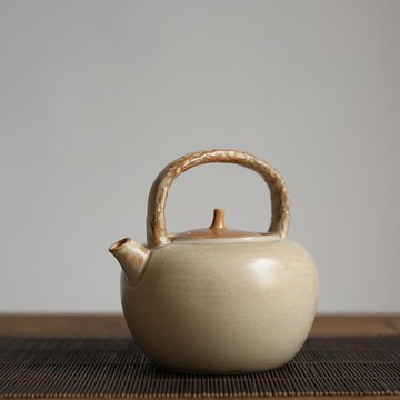 草木灰開片粗陶提梁茶壺 電陶爐煮茶器 酒精爐炭爐燒水壺功夫茶具