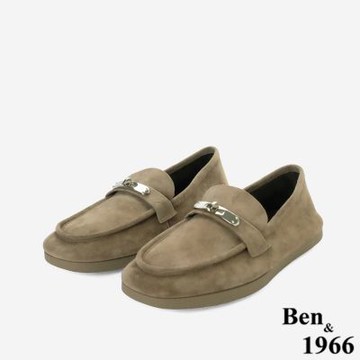 Ben&1966高級頭層羊皮經典百搭舒適樂福鞋-卡其(258242)