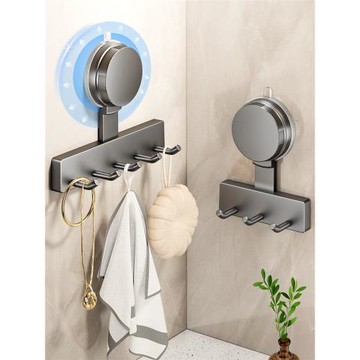 吸盤免打孔掛鉤衛生間強力承重浴室壁掛毛巾粘鉤廚房一排收納架