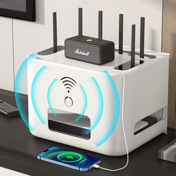 臺灣-出貨🔥【新款熱銷】Wifi路由器收納盒家用電源綫桌麵整理置物架無綫光貓儲物盒子 B82N