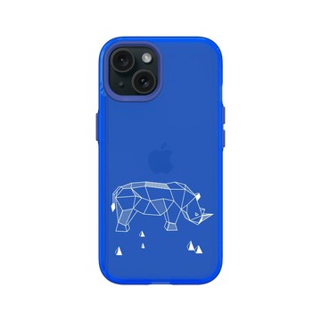 iPhone 15 Clear 激光藍 - Animal Silhouette / 動物剪影 - 幾何-動物系列/犀牛