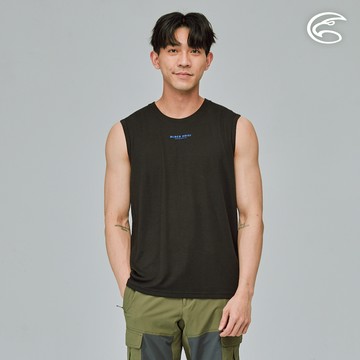 ADISI 男天絲鋅離子消臭快乾背心AV2311115 (S-2XL) 極限黑｜仿棉感 親膚 涼感 抗UV 除臭 吸濕排汗