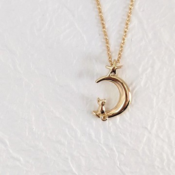 K18 乘著星月而來的貓咪項鍊