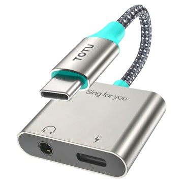 TOTU 拓途 Type-C轉接頭轉接線音頻轉接器 Type-C轉Type-C充電+3.5mm耳機孔 鋁合金+TPE+尼龍編織 30W Max  AD-5  1個