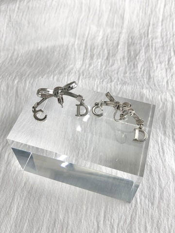 【日本直送 名牌古著包】Christian Dior 克裡斯汀‧迪奧 耳環 銀色 蝴蝶結 vintage 古董 em4kdx
