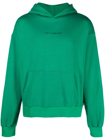 Throwback. - text-print cotton hoodie - men - Cotton - M - Green
